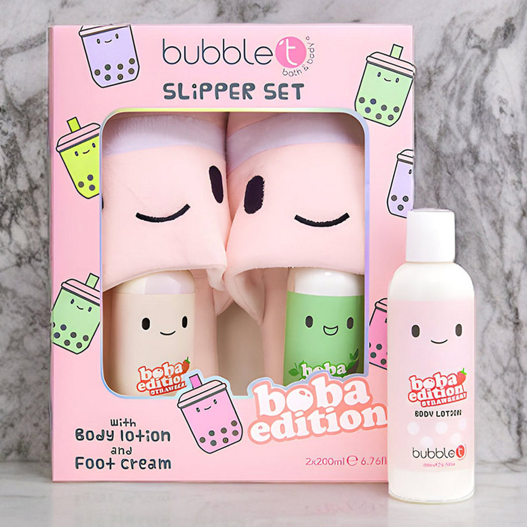 Bubble Tea Slipper, Body & Foot Lotion Gift Set